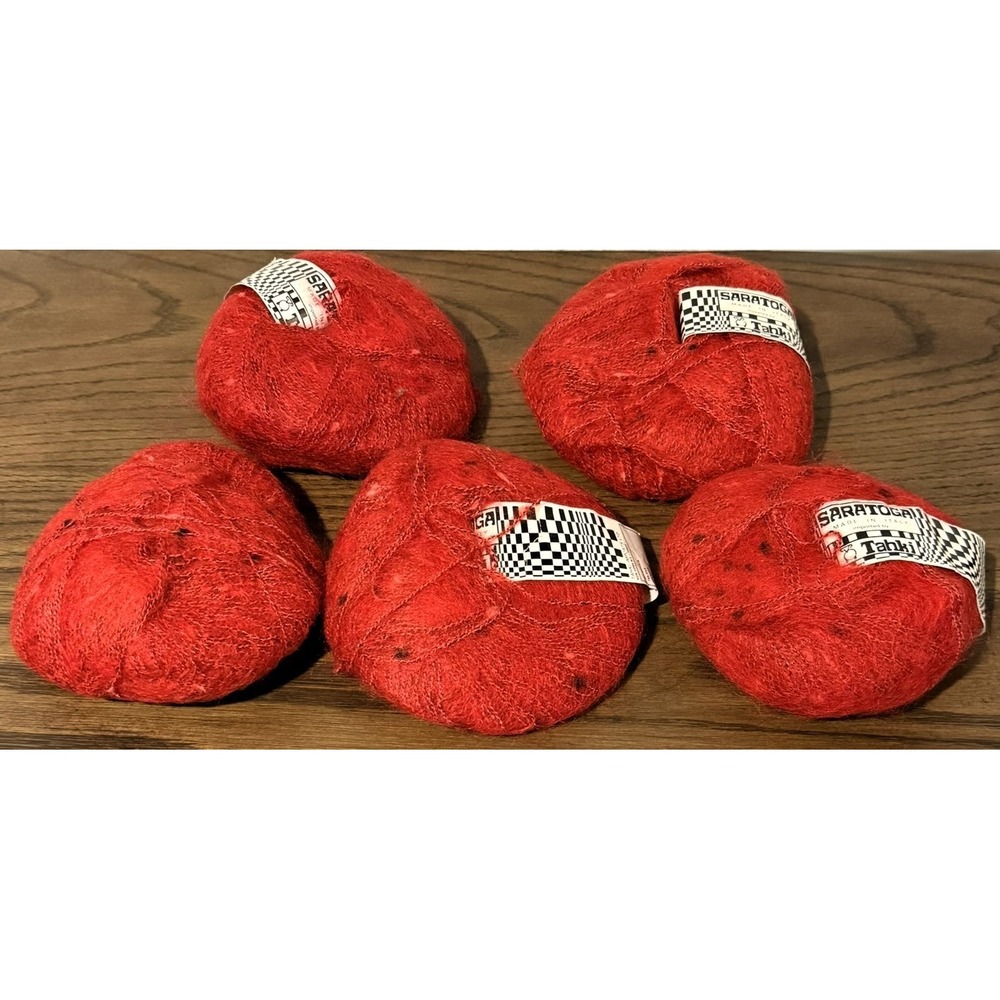 Vintage Tahki Saratoga Yarn Mohair Silk Wool Red 50g Lot 5 Made in Italy